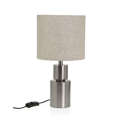 Lampada argento metallo paralume ecru da tavolo 43,5h