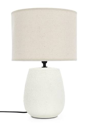 Lampada ceramica bianca da tavolo paralume ecru 41h