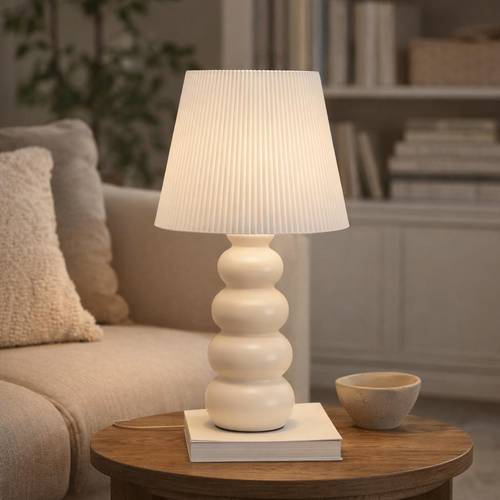 Lampada ceramica sfere avorio da tavolo 34h