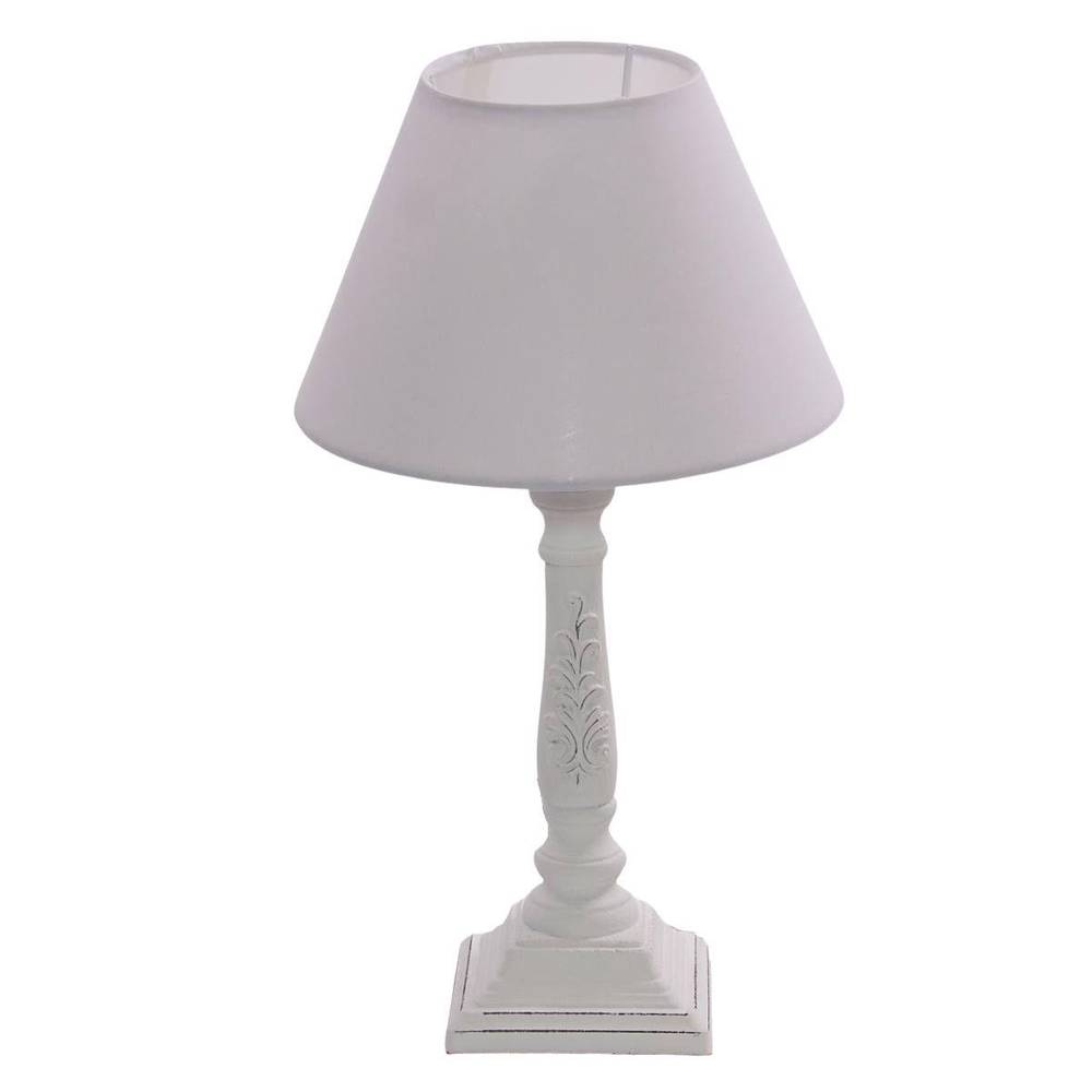 Lampada da tavolo legno bianco decoro foglia 38h