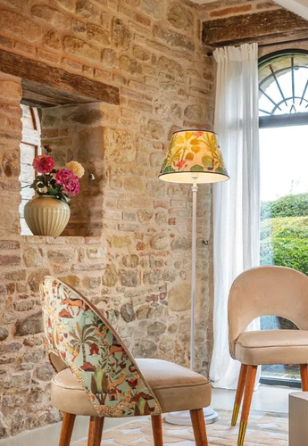 Lampada metallo bianco da terra paralume pavoni 170h