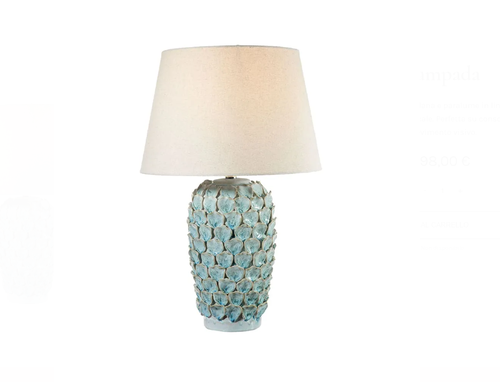 Lampada petali azzurri porcellana da tavolo 62h