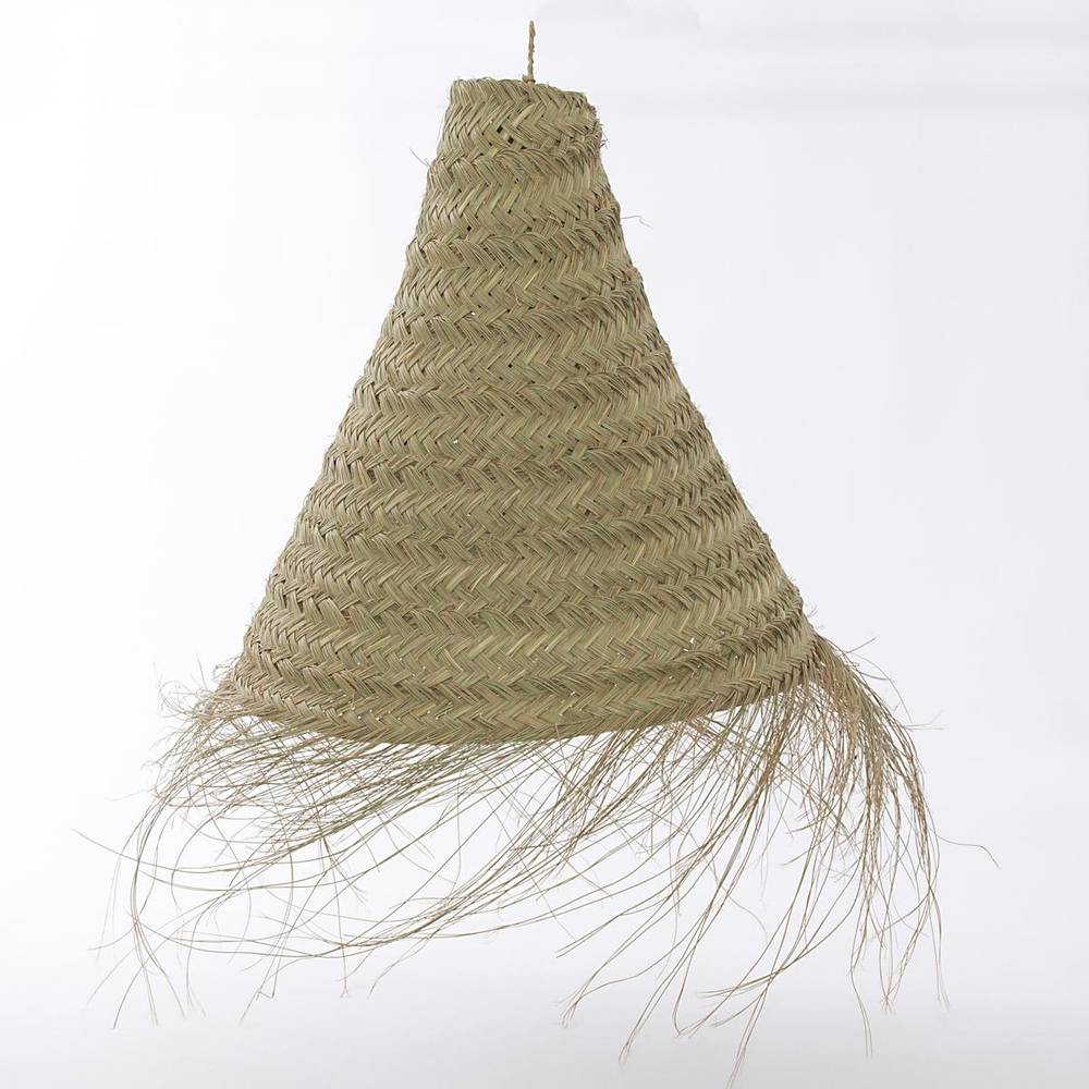 Lampadario intreccio erba palustre con frange a cono cm 50
