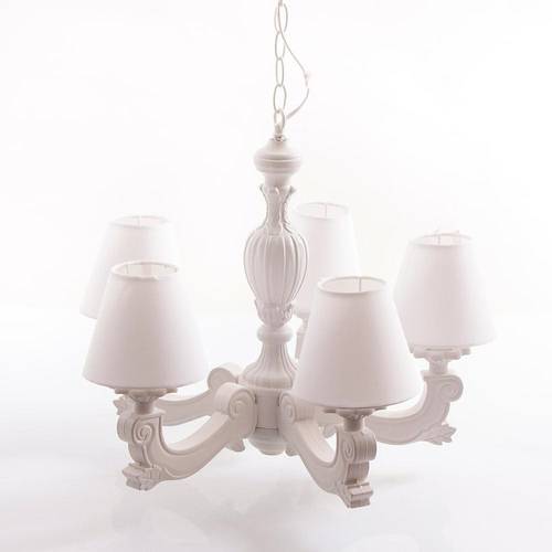 Lampadario legno tortora chiaro shabby 5 luci con paralumi