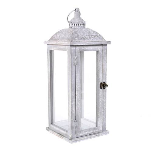 Lanterna legno grigio quadrata tetto metallo 58h