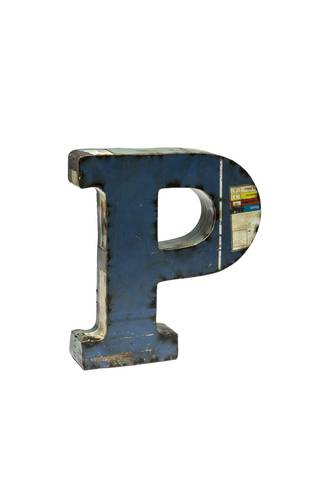 Lettera metallo P vintage colorata