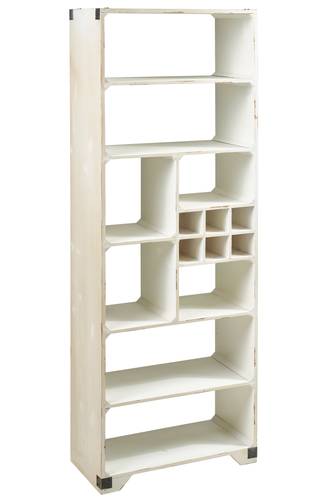 Libreria bianco crema multi ripiani e divisorie in legno