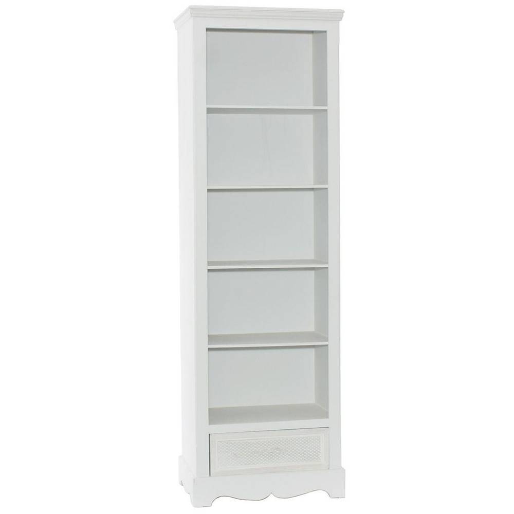 Libreria legno bianco 5 piani e 1 cassetto 170H