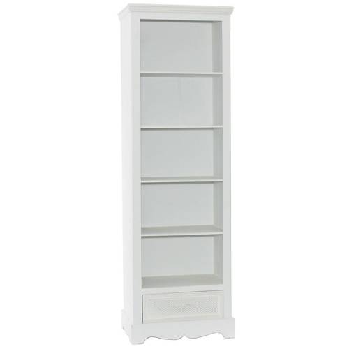 Libreria legno bianco 5 piani e 1 cassetto 170H