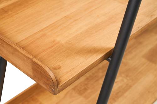 Libreria piramide legno 4 piani supporto ferro nero 160x170h
