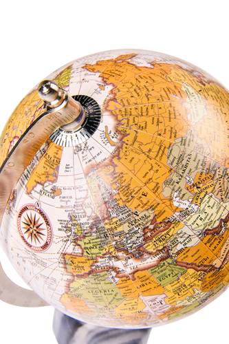 Mappamondo antico globo base marmo grigio 25h
