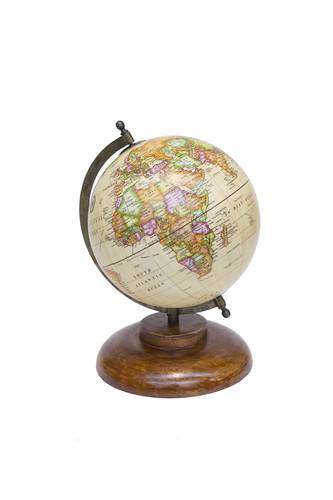 Mappamondo base legno globo beige 31h