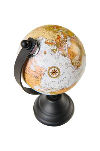 Mappamondo mini globo continenti colorati base nera metallo 15h