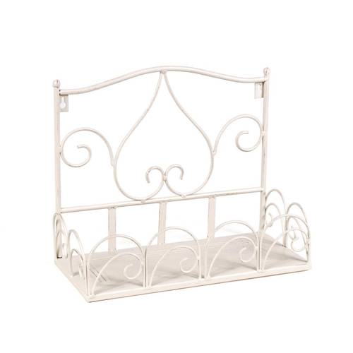 Mensola ferro bianco shabby rettangolare con cuore