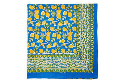 Mezzero telo arredo Anacapri limoni gialli bordo blu 270x270