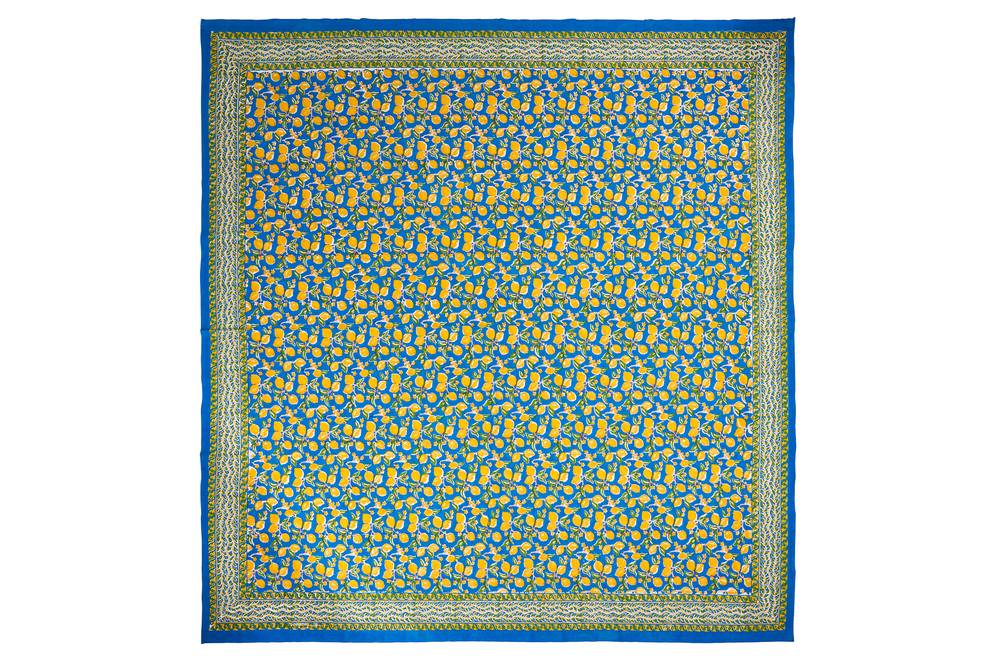 Mezzero telo arredo Anacapri limoni gialli bordo blu 270x270