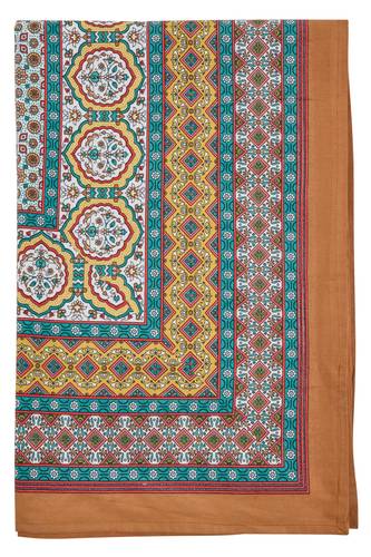 Mezzero telo arredo Bodrum fiori arancìo e verde cotone 170x260