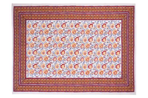 Mezzero telo arredo Capoliveri fiori rosso giallo blu cotone 180x270