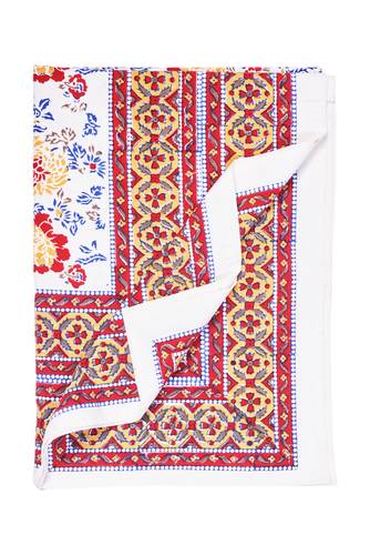 Mezzero telo arredo Capoliveri fiori rosso giallo blu cotone 180x270