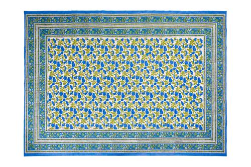 Mezzero telo arredo Salento fiori blu cotone 180x270