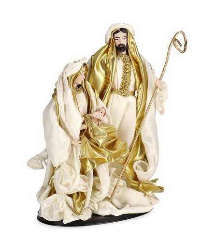 Nativita' sacra famiglia abiti in tessuto bianco e oro 31h