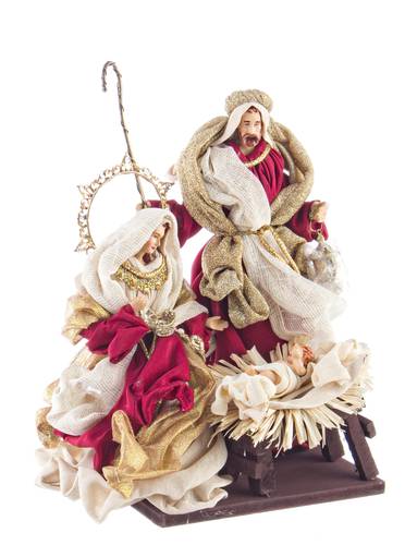 Nativita' sacra famiglia fastosa in tessuto bordeaux 28h