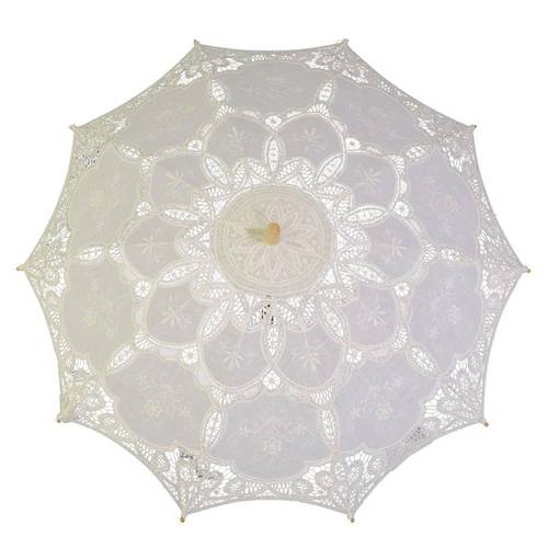 Ombrellino da sole macramè cotone pizzo crema cm 85