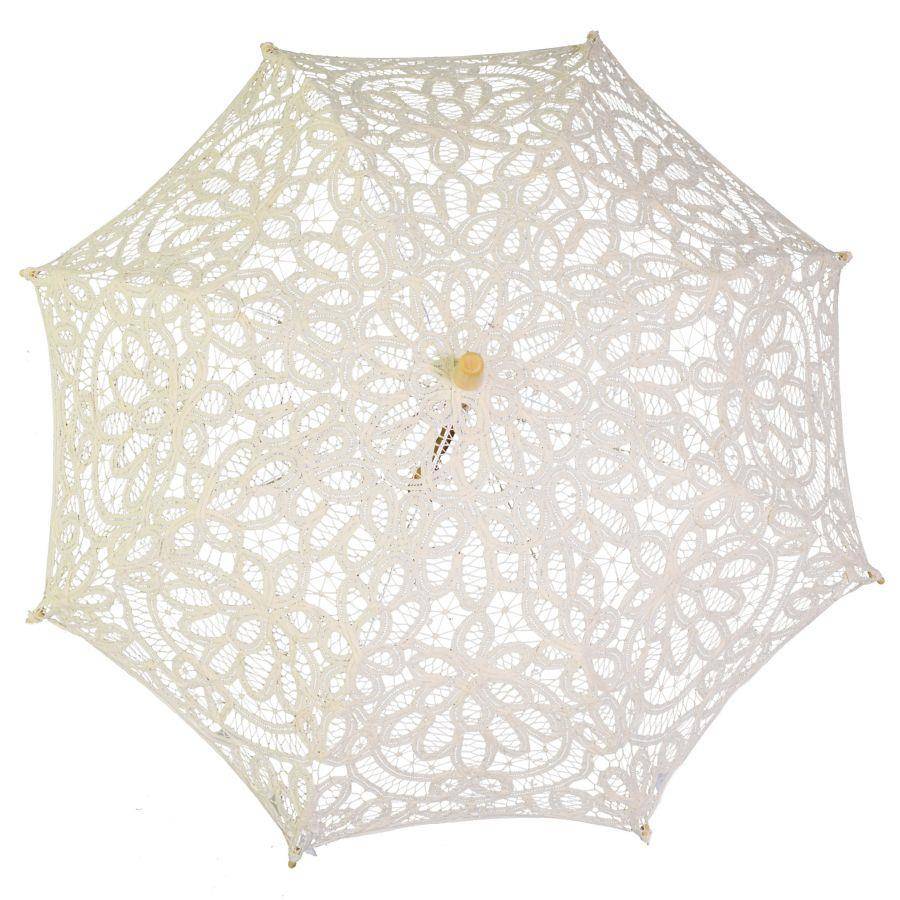 Ombrellino da sole macramè cotone traforato pizzo crema cm 80