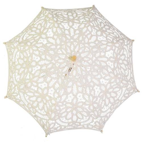 Ombrellino da sole macramè cotone traforato pizzo crema cm 80