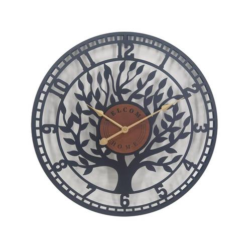 Orologio albero della vita metallo nero da parete cm60