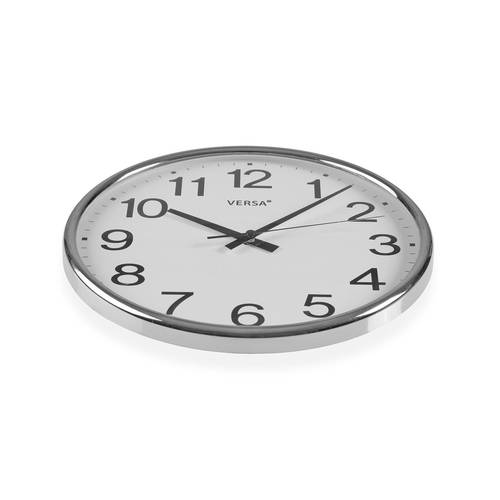 Orologio cromato argento da parete 26 cm