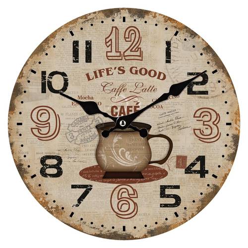 Orologio legno parete Cafe' beige 34cm