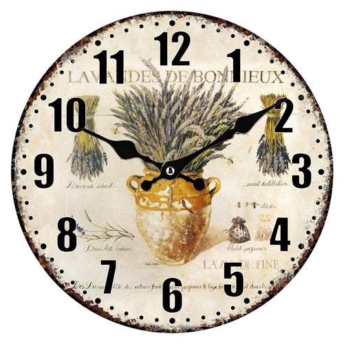Orologio legno parete Vaso di lavanda 34cm