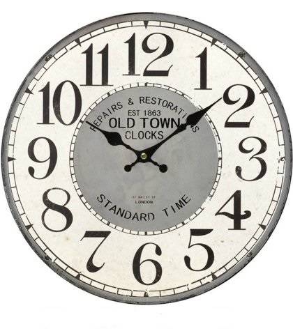 Orologio old town grigio e bianco stampa su legno cm 34