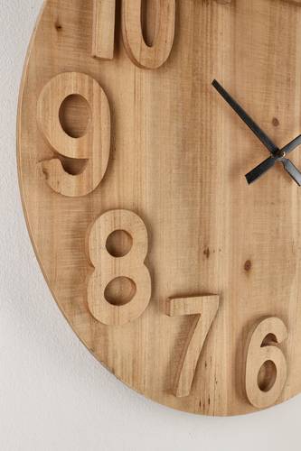 Orologio parete legno naturale e numeri legno 70cm
