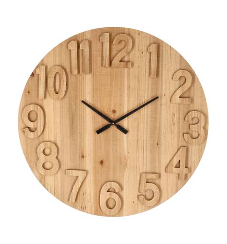 Orologio parete legno naturale e numeri legno 70cm