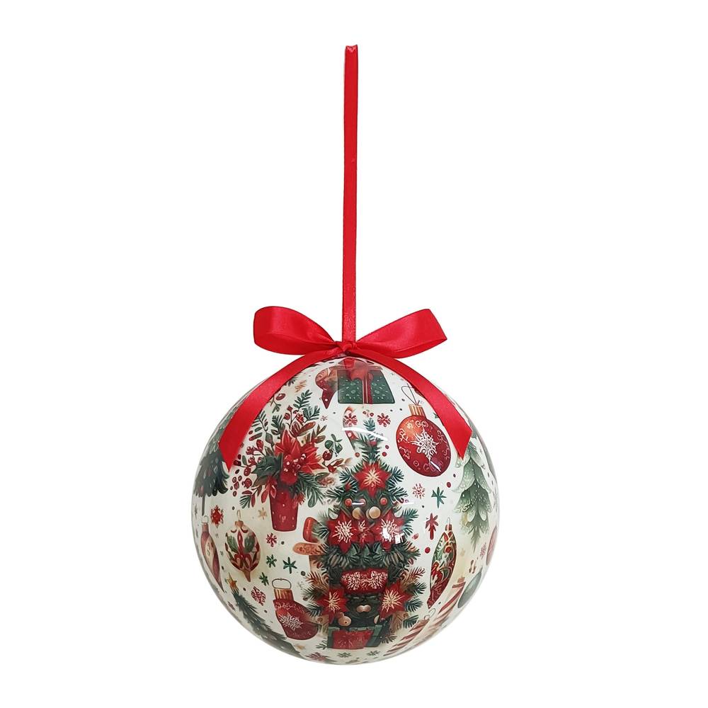 Pallina grande decoro alberi di natale cm 15 plastica con cordoncino