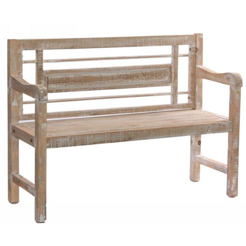 Panchina legno abete sbiancata con schienale 2 posti cm115