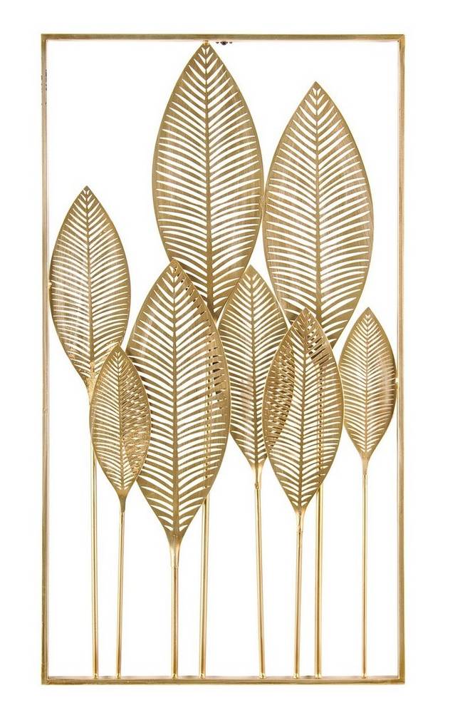 Pannello decorativo foglie oro in cornice 52x95h