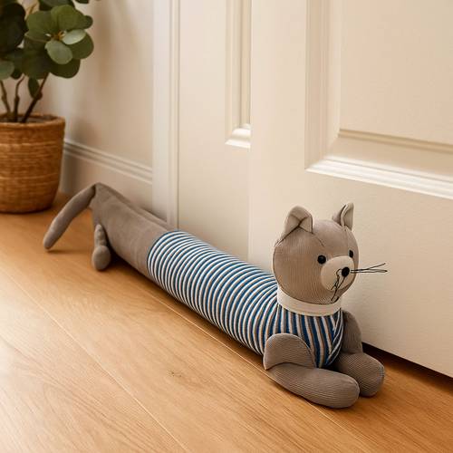 Paraspifferi gatto beige maglia righe blu 73cm