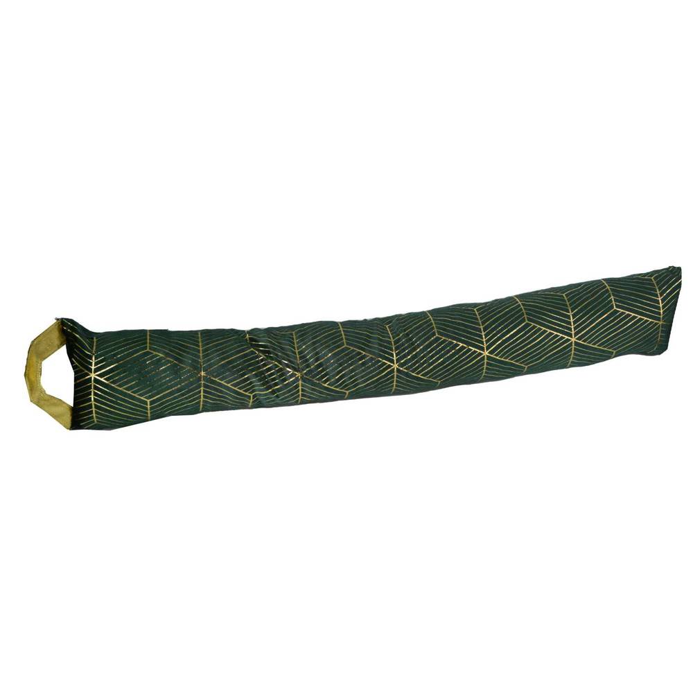 Paraspifferi velluto verde decori oro con maniglia cm 80