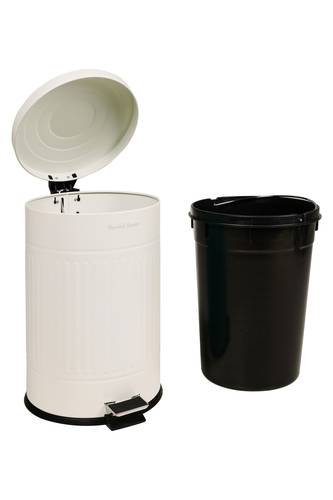 Pattumiera metallo tonda Vintage bianco a pedale 20 litri