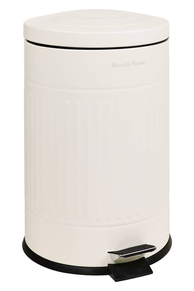 Pattumiera metallo tonda Vintage bianco a pedale 20 litri