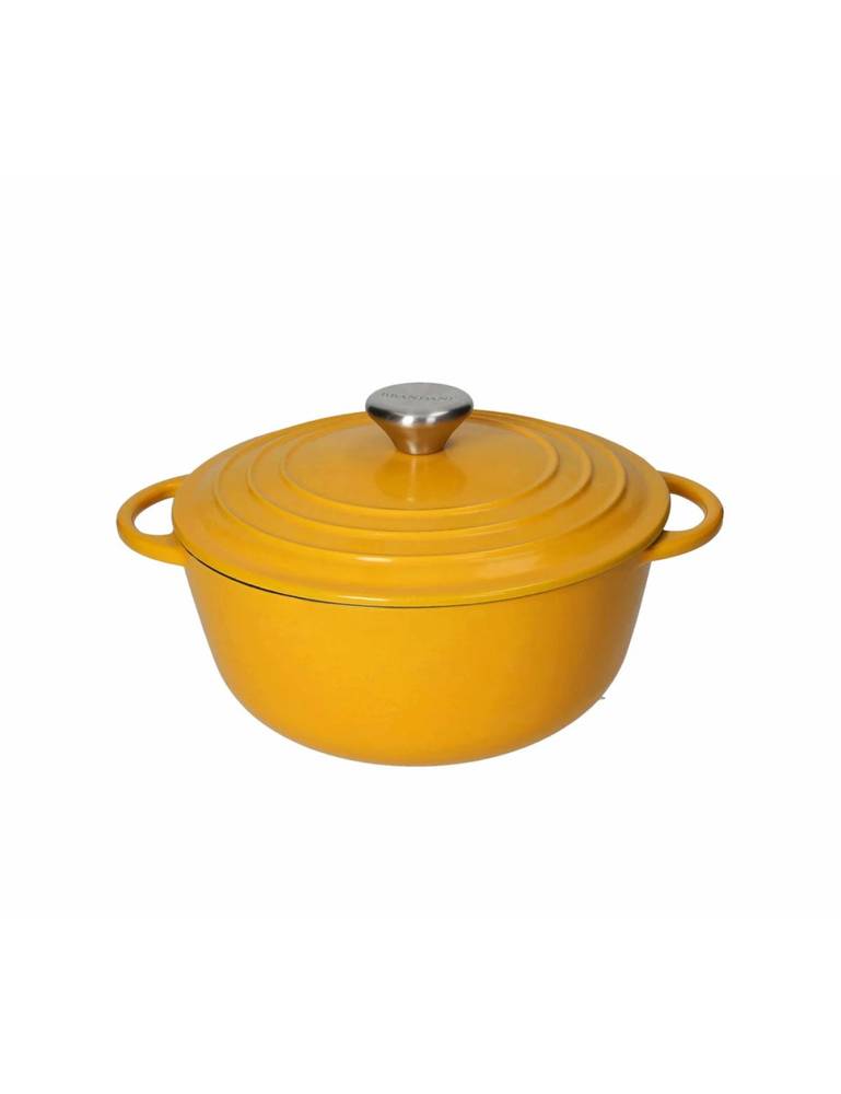 Pentola casseruola in ghisa smaltata gialla tonda 22 cm 3 litri