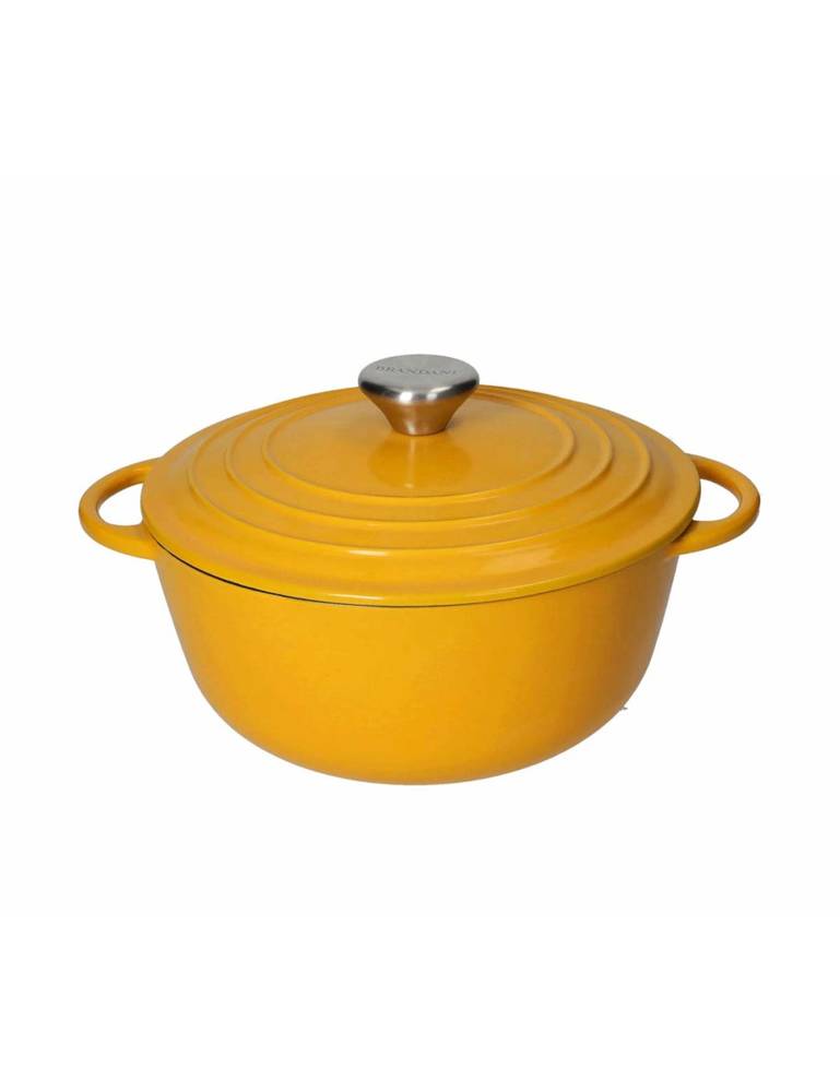 Pentola casseruola in ghisa smaltata gialla tonda 24cm 4 litri