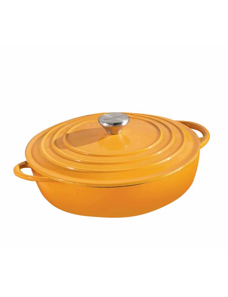 Pentola casseruola in ghisa smaltata gialla tonda bassa 30cm 5 Litri