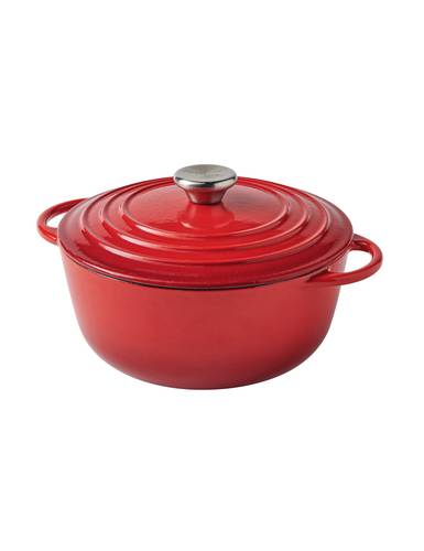 Pentola casseruola in ghisa smaltata rossa tonda 22 cm 3 litri
