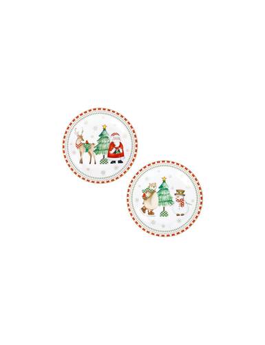 Piattini da dolce natale Racconti porcellana set 2 pezzi