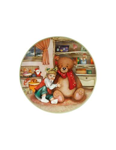 Piatto Cuccioli 2025 bimba con orso porcellana cm 30