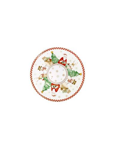 Piatto panettone Racconti di Natale porcellana centro bianco cm31